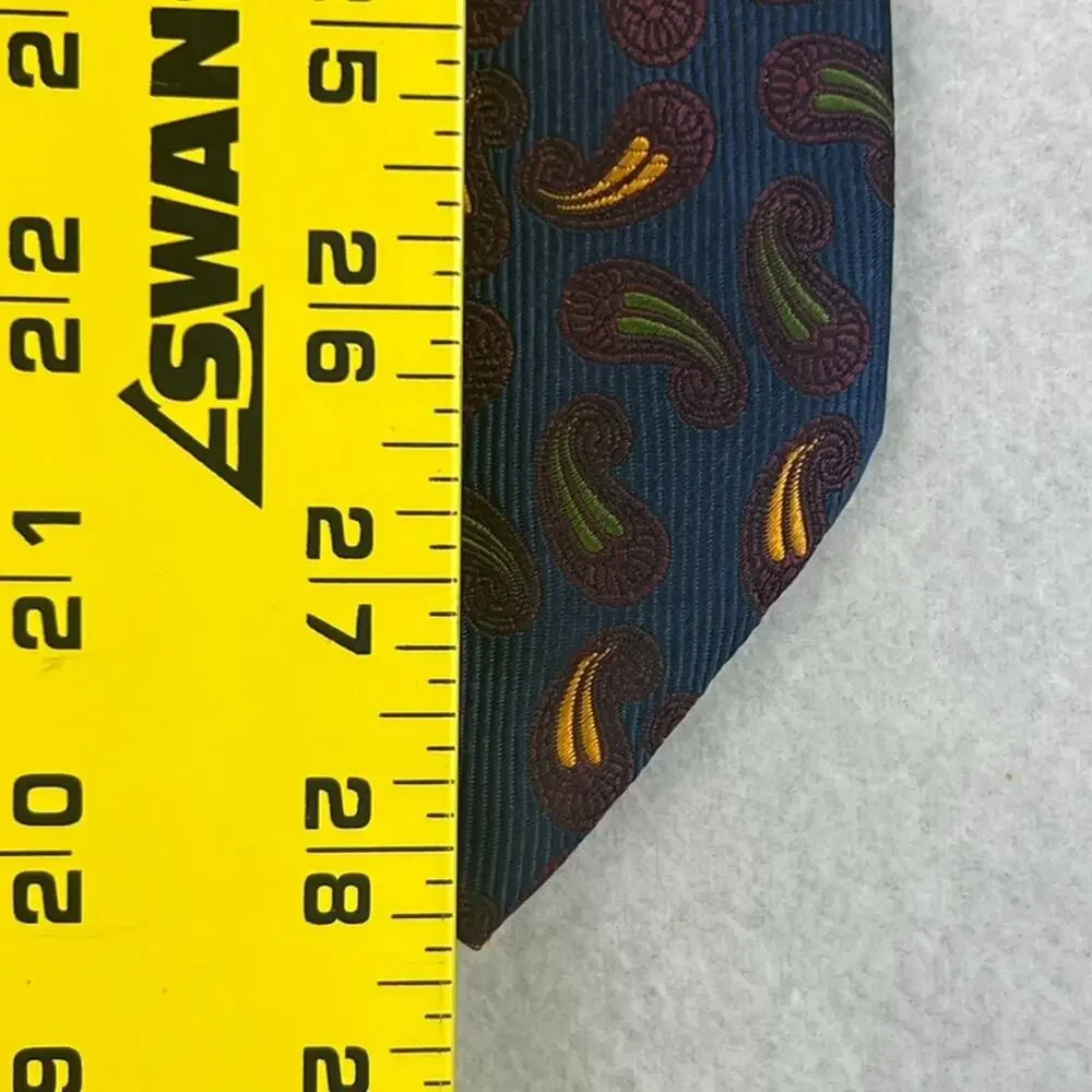 Charvet Place Vendome 100% Silk Men's Necktie Paisley Blue Made in France Satin